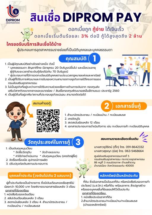 “DIPROM PAY” สินเชื่อดอกเบี้ยต่ำ เริ่มต้นเพียง 3% ต่อปี!